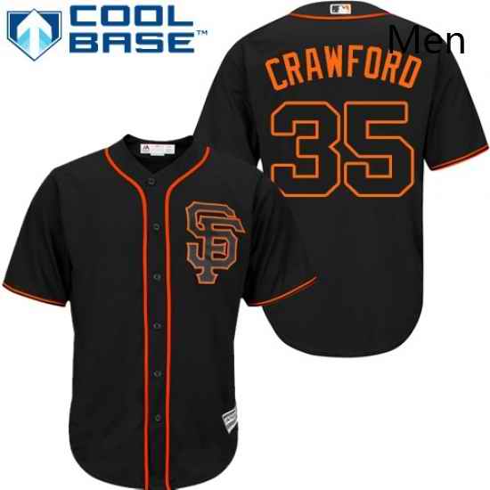 Mens Majestic San Francisco Giants 35 Brandon Crawford Authentic Black Alternate Cool Base MLB Jersey